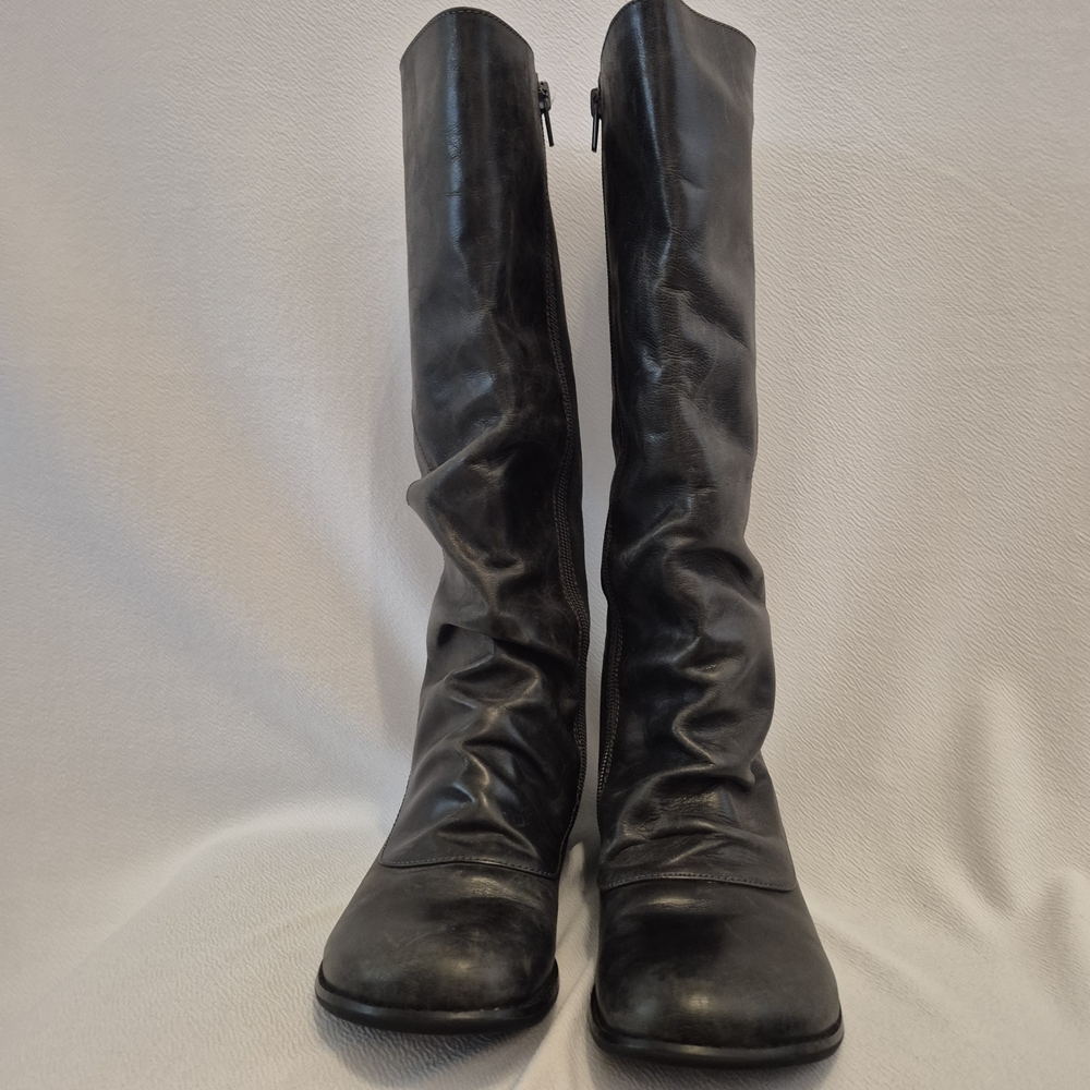 Miz Mooz Black Size 7 Genuine Leather Black Flat Berdine Boots - Picture 3 of 7
